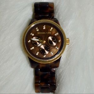 Authentic MK Ladies Dark Tortise Shell Watch
